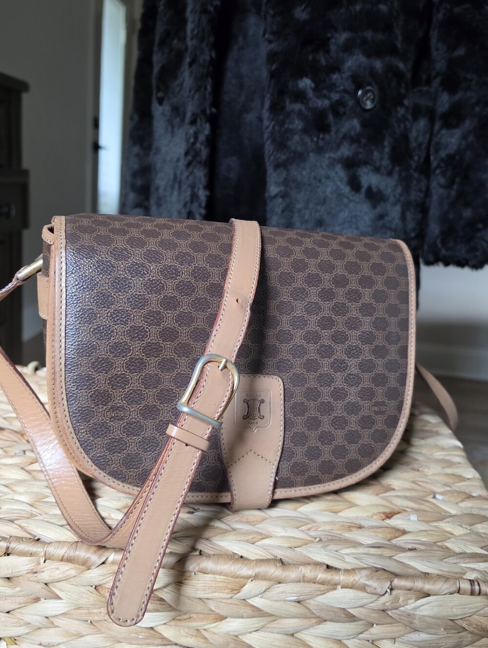 Authentic Celine Macadam Coated Canvas Crossbody Bag Or Shoulder Bag